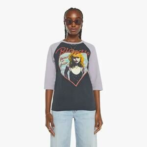 Madeworn Blondie Heart of Glass Raglan Graphic Tee Shirt in Coal Fog M
